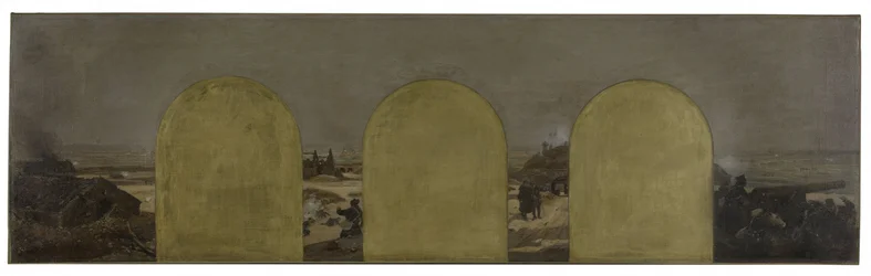 Boceto para el Gabinete del Prefecto del Ayuntamiento de París: Una batería en las murallas: El sitio de París en 1870