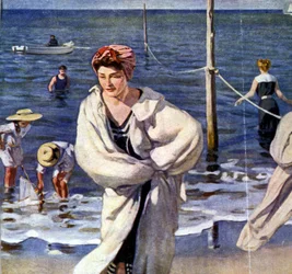 En el paseo marítimo, ilustración de Raoul du Gardier (1871 - 1952).