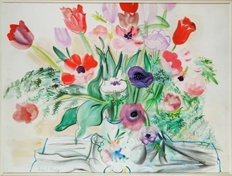 Anemones et tulipes (acuarela sobre papel)