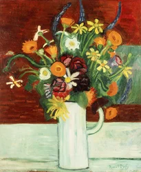 Ramo de flores en un jarrón; Bouquet de Fleurs dans un Vase