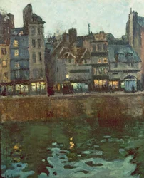 Atardecer en el puerto de Le Havre (óleo sobre lienzo)
