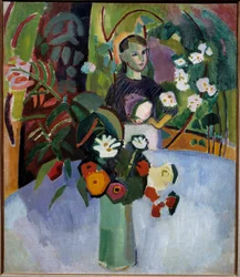 Jeanne en las flores