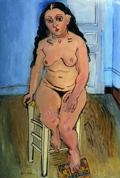 Mujer desnuda en un taburete
