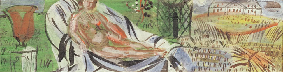 Desnudo con jarrón rojo (óleo sobre lienzo)