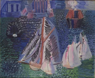 Veleros en el puerto de Le Havre, c.1925 (óleo sobre lienzo)