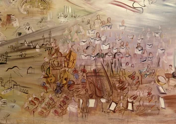 La historia de la electricidad, estudio para La Fee Electricite, detalle de la sección izquierda que representa la orquesta