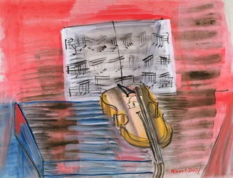 El violín amarillo (gouache y lápiz sobre papel)