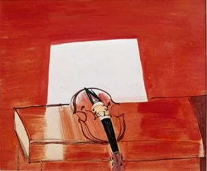 El violín rojo (óleo sobre lienzo