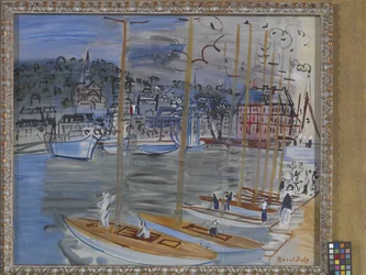 Yates en el puerto de Deauville (óleo sobre lienzo)