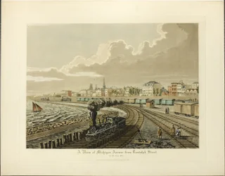 Vista de la Avenida Michigan desde la Calle Randolph en el año 1865