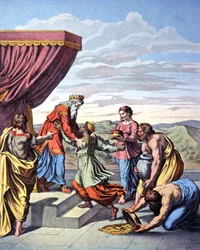 Encuentro entre la reina de Saba y el rey de Salomón, c.1850 (litografía)