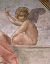Putto que representa la Fe, detalle de las Virtudes Cardinales y Teologales y la Ley