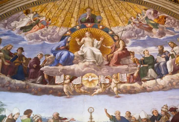 Detalle de la Disputación del Santísimo Sacramento, c.1509-10 (fresco)
