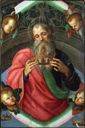 Dios Padre (fragmento del Retablo Baronci) por Rafael (1483-1520). Témpera sobre tabla, medidas : 112x75