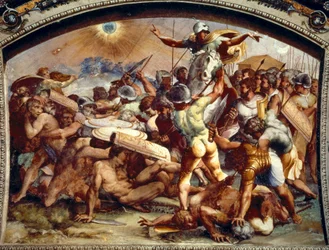 Josué oscureciendo el sol, fresco en la Logia, Vaticano, c. 1518-1519
