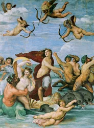Triunfo de Galatea por Rafael (1483-1520), fresco, 295x225 cm, Villa Farnesina, Sala de Galatea, Roma, circa 1511