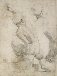 Hombre desnudo sentado en una piedra, principios del siglo XVI