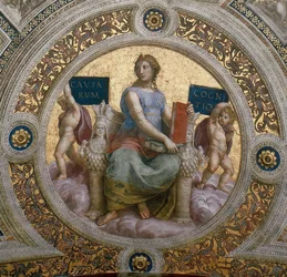 La Filosofía (fresco en el techo en la Stanza della Segnatura, ca. 1510-1511)