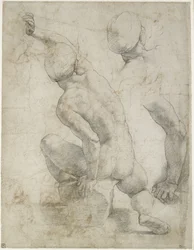 Recto: Hombre desnudo sentado en una piedra, WA1846.200