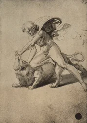 Sansón luchando con el león