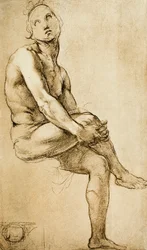 Estudio de una figura humana, dibujo de Rafael, Gabinete de Dibujos y Estampas, Galería de los Uffizi, Florencia