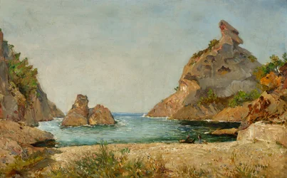 Vista de la cala de Figuerolles, La Ciotat, Bouches du Rhone Pintura de Raphael Luc Ponson (1835-1904) Dim 38x60 cm Musee Ciotaden La Ciotat