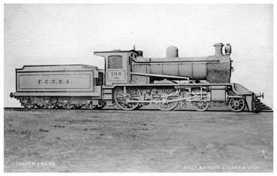 Locomotora de vapor 4-4-0, construida por Kerr, Stuart and Co, principios del siglo XX