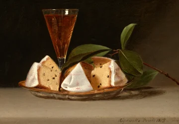 Bodegón con pastel de pasas