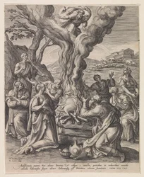 Sacrificio de Noé después del Diluvio Representaciones del Antiguo Testamento (título de la serie)