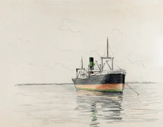 Carga en el estuario de la Gironda (carboncillo y pastel)