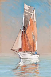 Gabare en el estuario de la Gironda (gouache sobre papel)