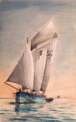 Gabarre en el estuario de la Gironda (gouache sobre papel)