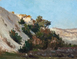 Paisaje con dunas, Océano Atlántico (óleo sobre cartón)