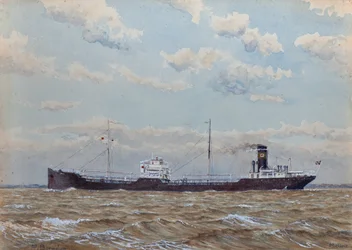 Carguero noruego en el estuario de la Gironda (gouache sobre papel)