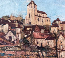 Saint-Cirq-Lapopie (Lot) (óleo sobre madera)