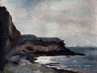 Mar con acantilado (óleo sobre lienzo)