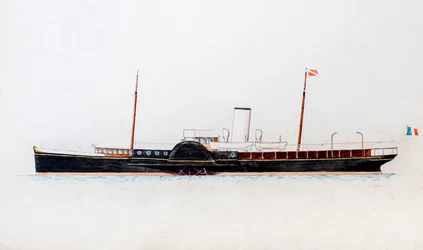 Barco de vapor (gouache sobre papel)
