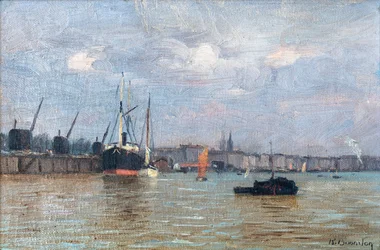Vista del puerto de Burdeos (óleo sobre lienzo)