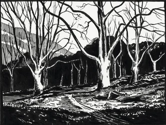 bosque en invierno (linograbado)