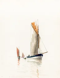 gabarra en el estuario de la Gironda (gouache y carboncillo)