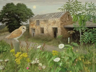 The Old Farm Buildings at Eccup, 2000 (óleo sobre tabla)
