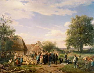 Napoleón III visitando la granja de Coudray en Sologne Pintura de Raymond Esbrat (1809-1856) Siglo XIX Orleans. Museo de Bellas Artes