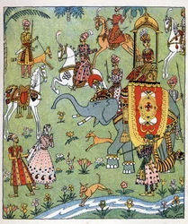 Ilustración del cuento "Aladino o la lámpara maravillosa" de "Las mil y una noches