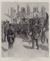 El día del Gran Premio, Presidente Loubet en Longchamps (litografía)