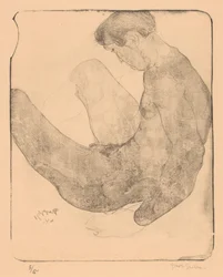 Hombre desnudo con las rodillas levantadas
