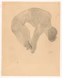 Hombre desnudo encorvado