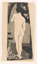 Mujer de pie, vista desde atrás
