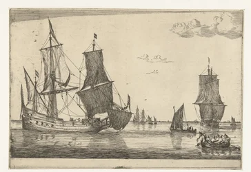 Navegación interior con un barco de flauta Trece escenas con barcos (título de la serie)