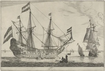 Gran velero y bote de remos Trece escenas con barcos (título de la serie)