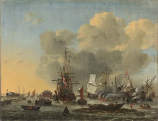 El calafateado de barcos en la Bothuisje, Ámsterdam